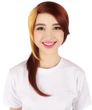 HPO Adult Women’s Crystal Anime Doctor Side Swept Bangs Two Tone Wig I Suitable for Halloween I Breathable Capless Cap  