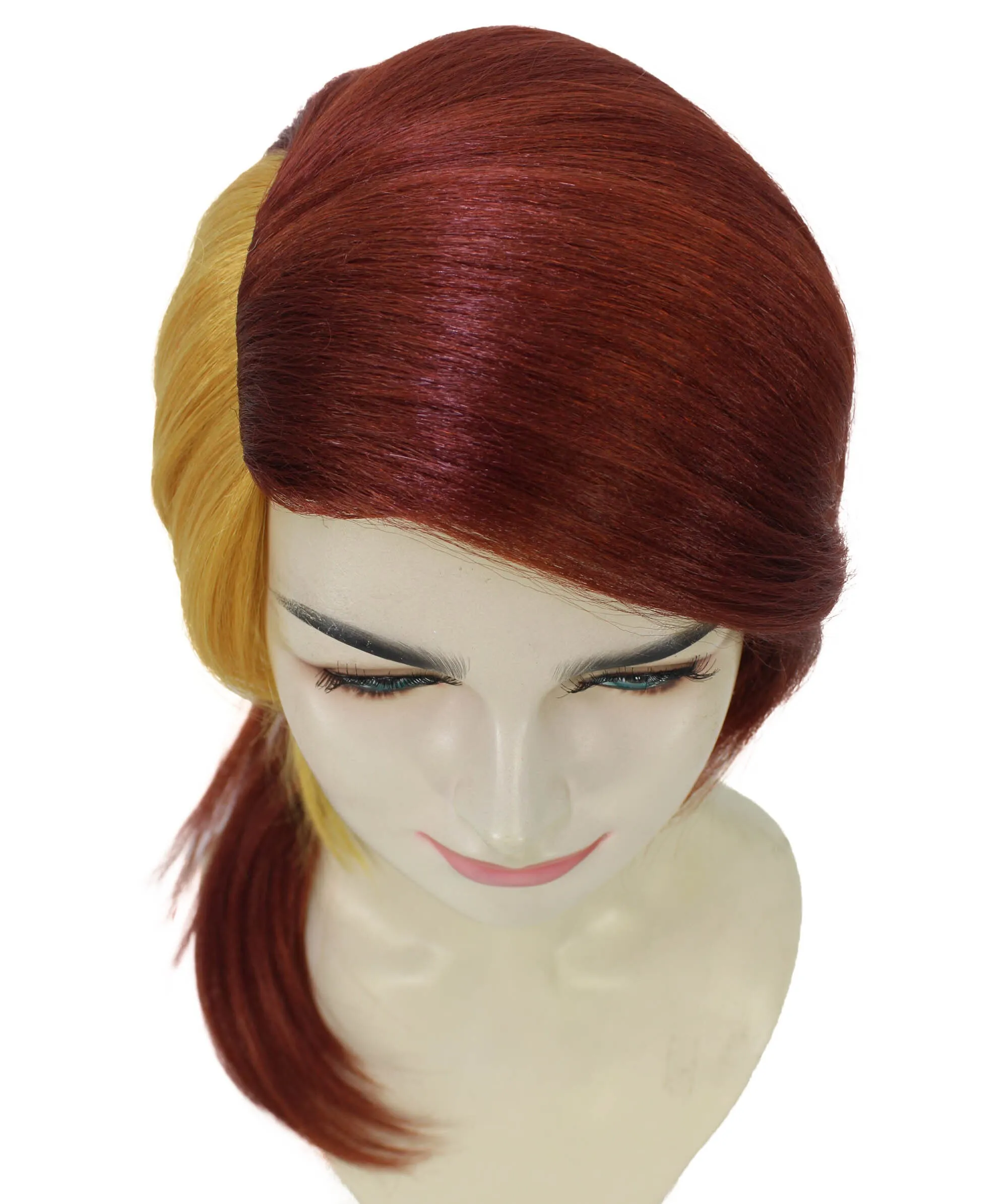 HPO Adult Women’s Crystal Anime Doctor Side Swept Bangs Two Tone Wig I Suitable for Halloween I Breathable Capless Cap  