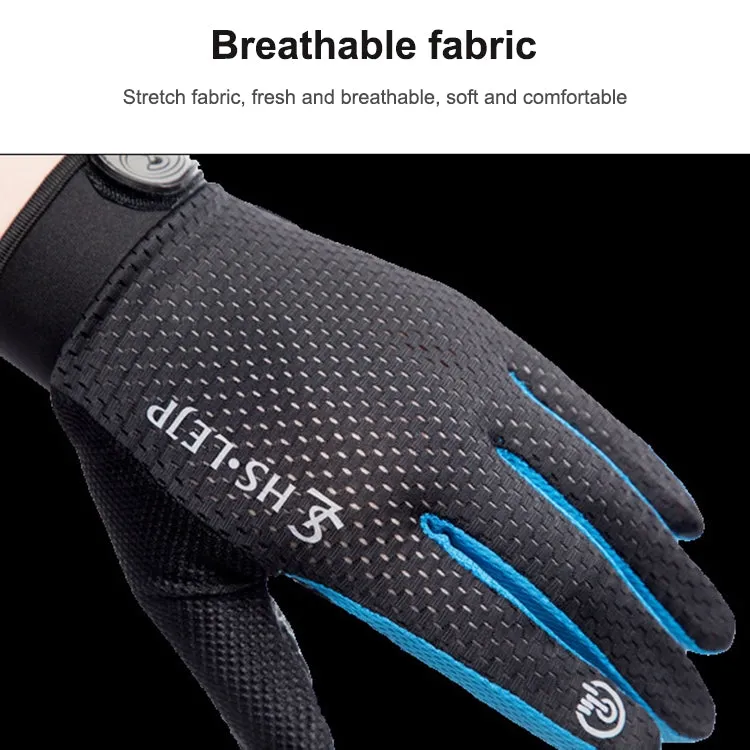 HSLEJP Outdoor Sports Breathable Touch Screen Antiskid Cycling Full Finger Gloves, Size: M(Black)