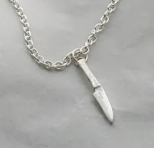 Japanese Sushi Knife Pendant Necklace in Sterling Silver