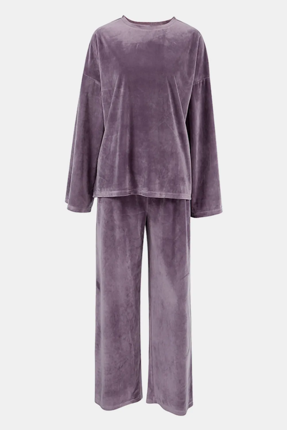 kesley Buttery-Soft Round Neck Long Sleeve Top and Drawstring Pants Set