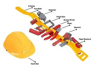 Kids Tool Toy - Pretend Play Children's Tool Belt Set with Hard Hat, Tape Measure and Toy Hand Tools