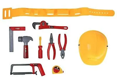 Kids Tool Toy - Pretend Play Children's Tool Belt Set with Hard Hat, Tape Measure and Toy Hand Tools