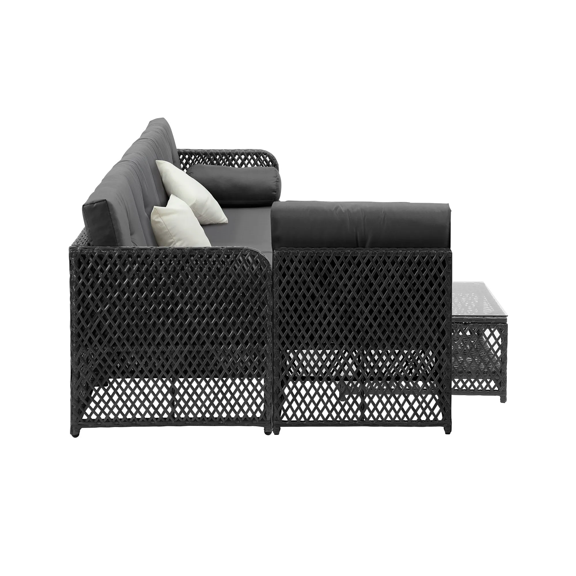 Livsip Outdoor Sofa Set 6 Seater Wicker Rattan Lounge Setting Patio Furniture