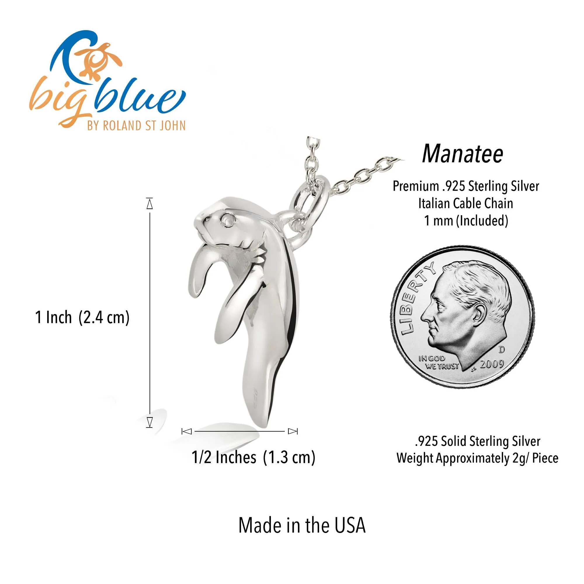 Manatee Necklaces for Women Sterling Silver, Small Manatee Necklace for Girls, Manatee Gifts