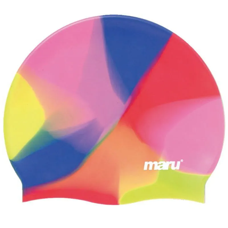 Maru - Multi Colour Long Hair Silicone Hat - Pink/Blue/Red