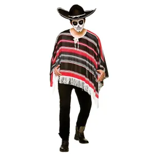 Mens Mexican Bandit Poncho Day of the Dead Fancy Dress