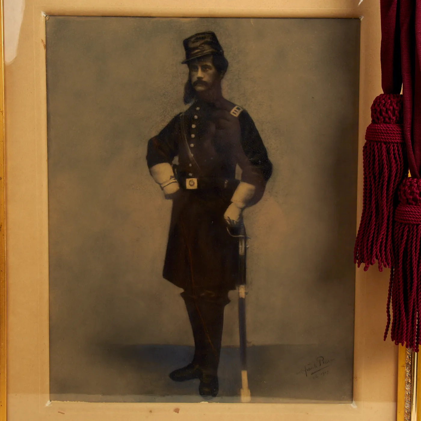 Original Civil War Union Officer’s M-1850 Foot Officer Sword, Sash, and Framed Picture Attributed to Captain Adam Baer, 151st Pennsylvania Infantry