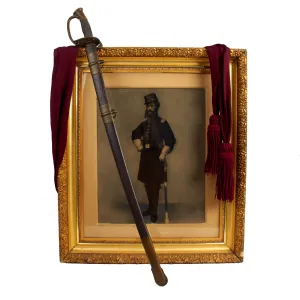 Original Civil War Union Officer’s M-1850 Foot Officer Sword, Sash, and Framed Picture Attributed to Captain Adam Baer, 151st Pennsylvania Infantry