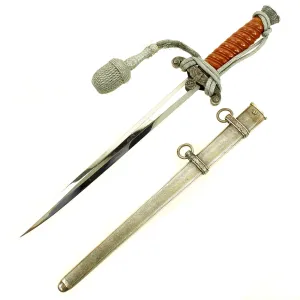 Original German WWII Army Heer Officer Dagger by Carl Eickhorn with Nickel Plated Blade & Portepee