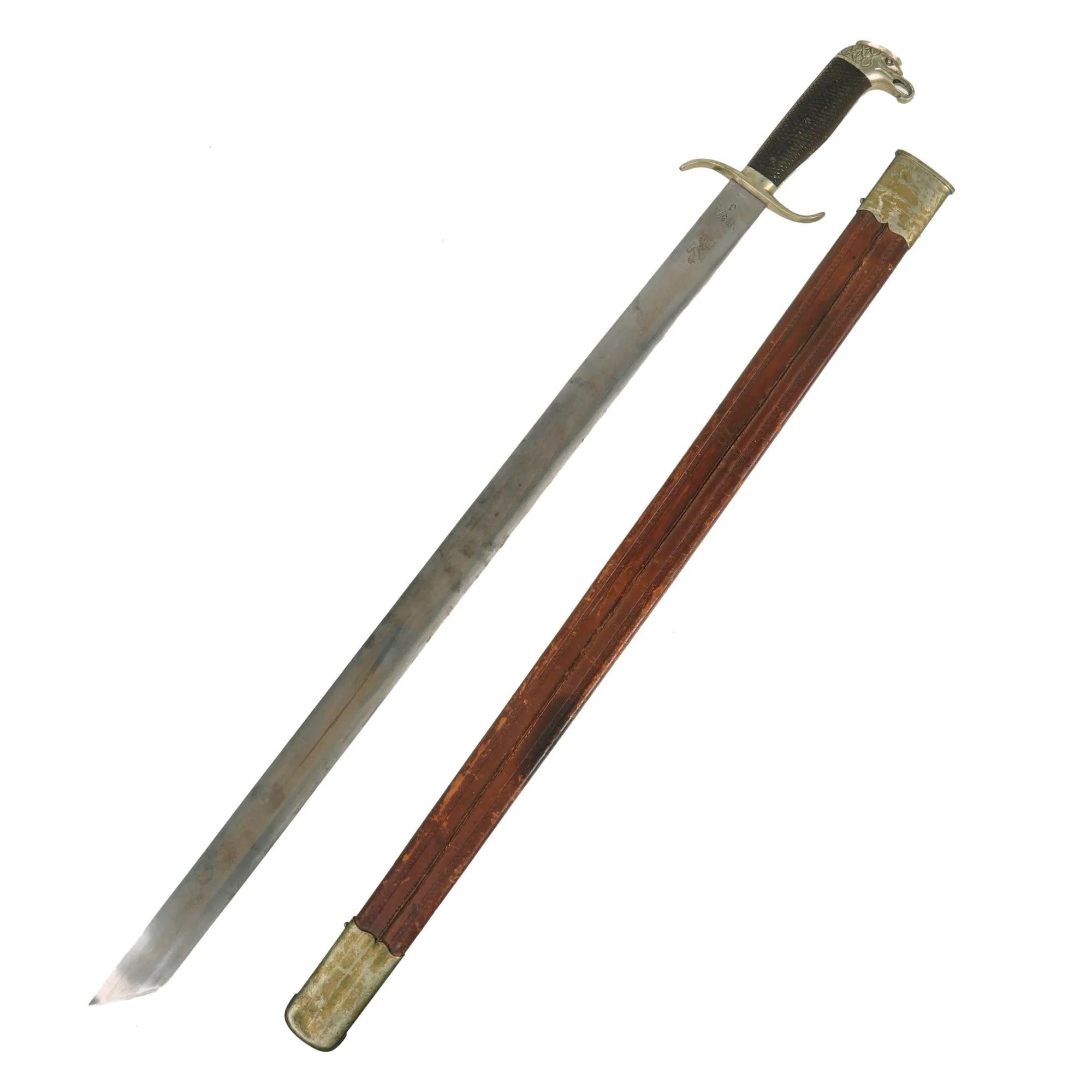 Original Spanish-American War Era Spanish Officer Pioneer Machete Sword by Frederick Esser of Germany With Scabbard