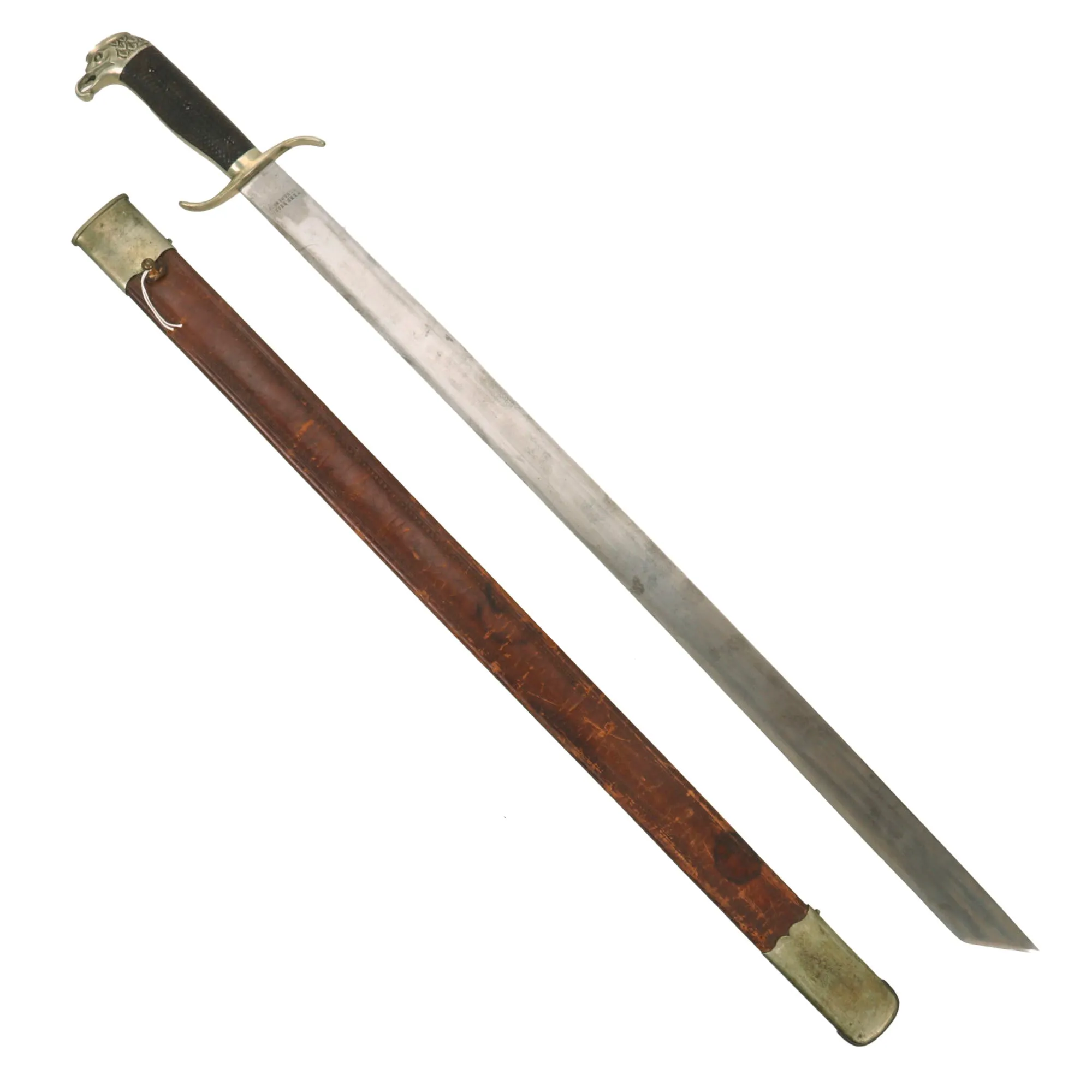 Original Spanish-American War Era Spanish Officer Pioneer Machete Sword by Frederick Esser of Germany With Scabbard