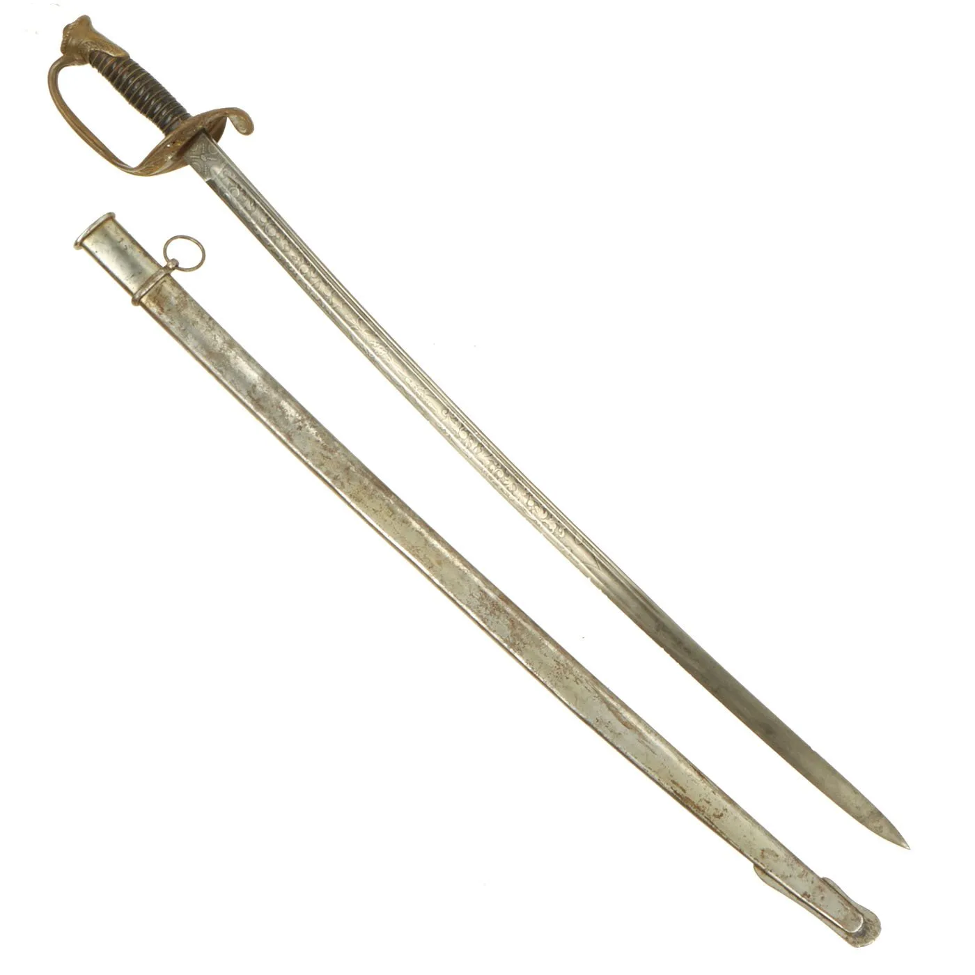 Original U.S. Civil War M1850 Foot Officer Sword by Henry Sauerbien of Newark, NJ with Etched Blade & Scabbard