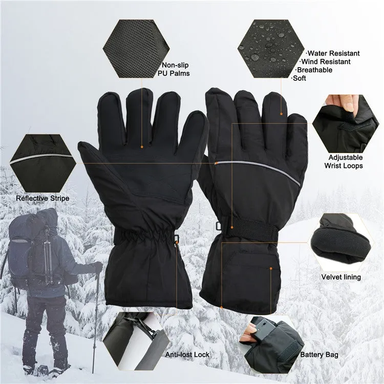 Outdoor Sports Ski Heated Warm Touchable Gloves, Color: Black USB Cable