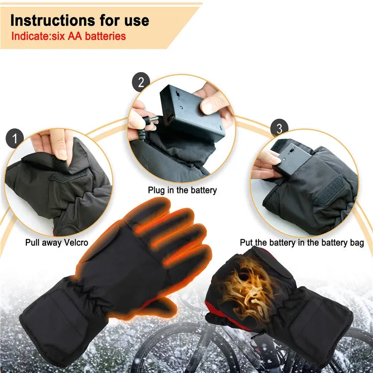 Outdoor Sports Ski Heated Warm Touchable Gloves, Color: Black USB Cable