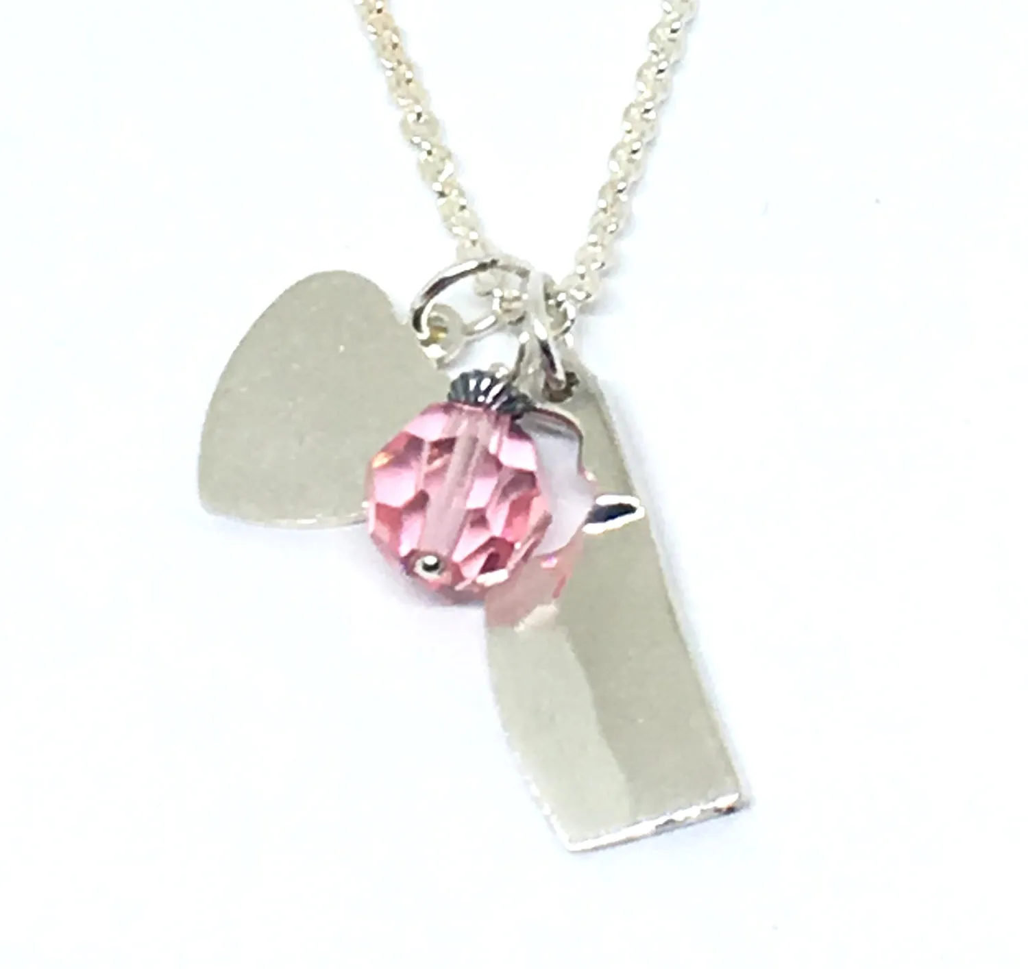 Personalized Chef Cleaver Cluster Necklace with Initials and Pink Swarovski Crystal