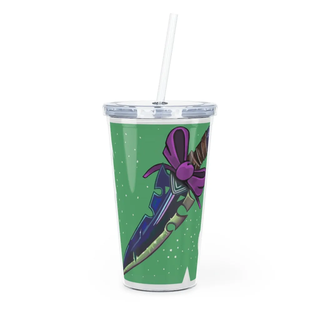 Pink Ribbon Sword Plastic Tumbler with Straw