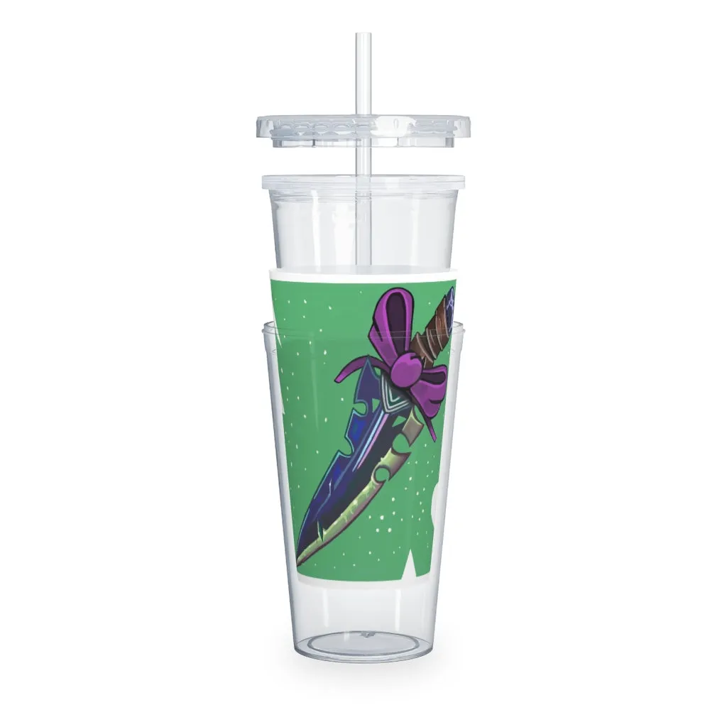 Pink Ribbon Sword Plastic Tumbler with Straw