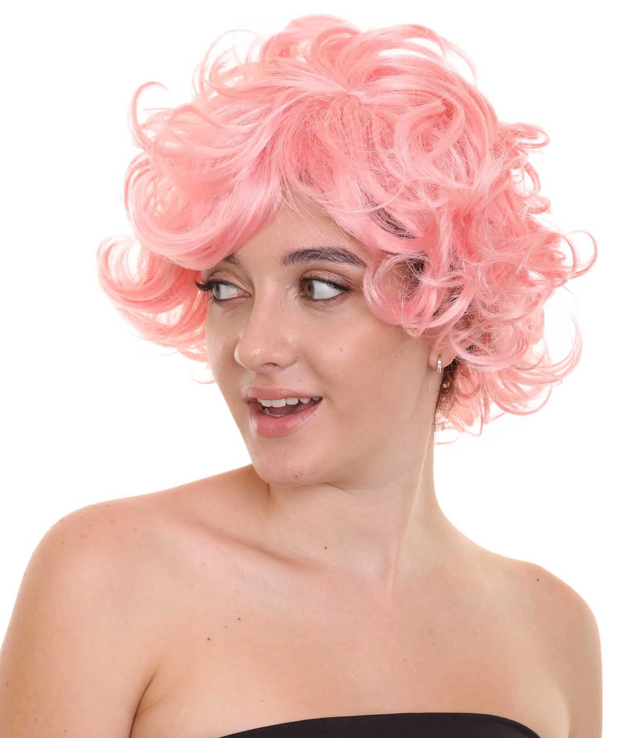 Pink Womens Wig | Coral Pink  TV/Movie Party Ready Fancy Cosplay Halloween Wig | Premium Breathable Capless Cap