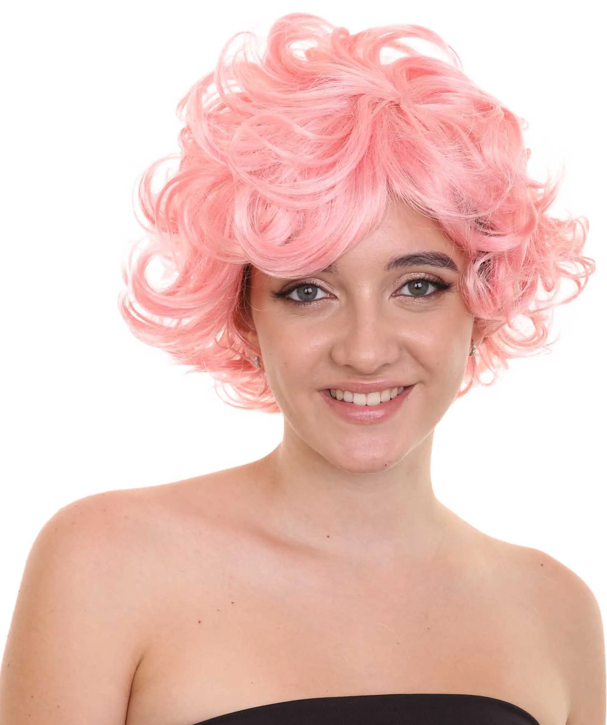 Pink Womens Wig | Coral Pink  TV/Movie Party Ready Fancy Cosplay Halloween Wig | Premium Breathable Capless Cap