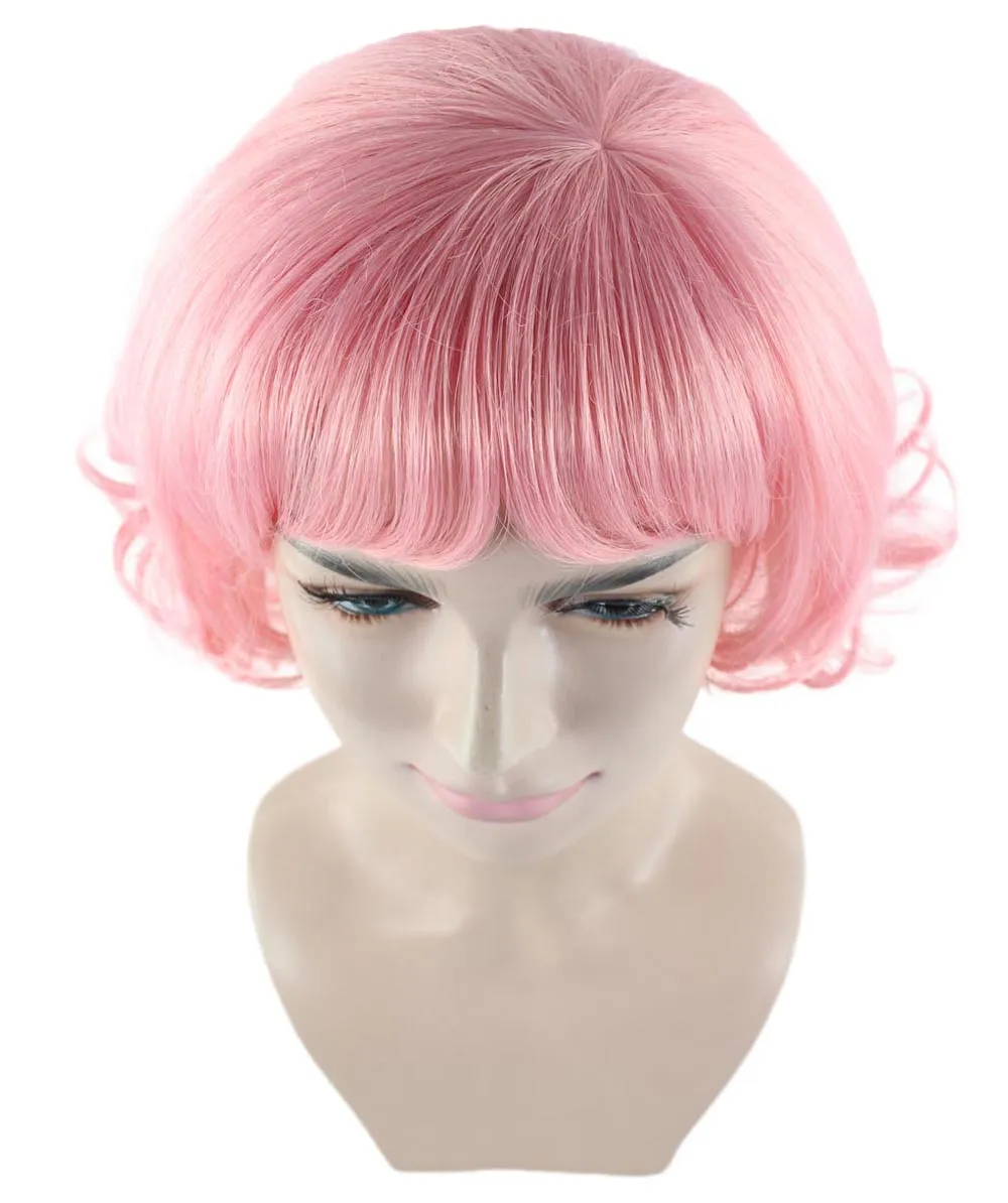 Pink Womens Wig | Coral Pink  TV/Movie Party Ready Fancy Cosplay Halloween Wig | Premium Breathable Capless Cap