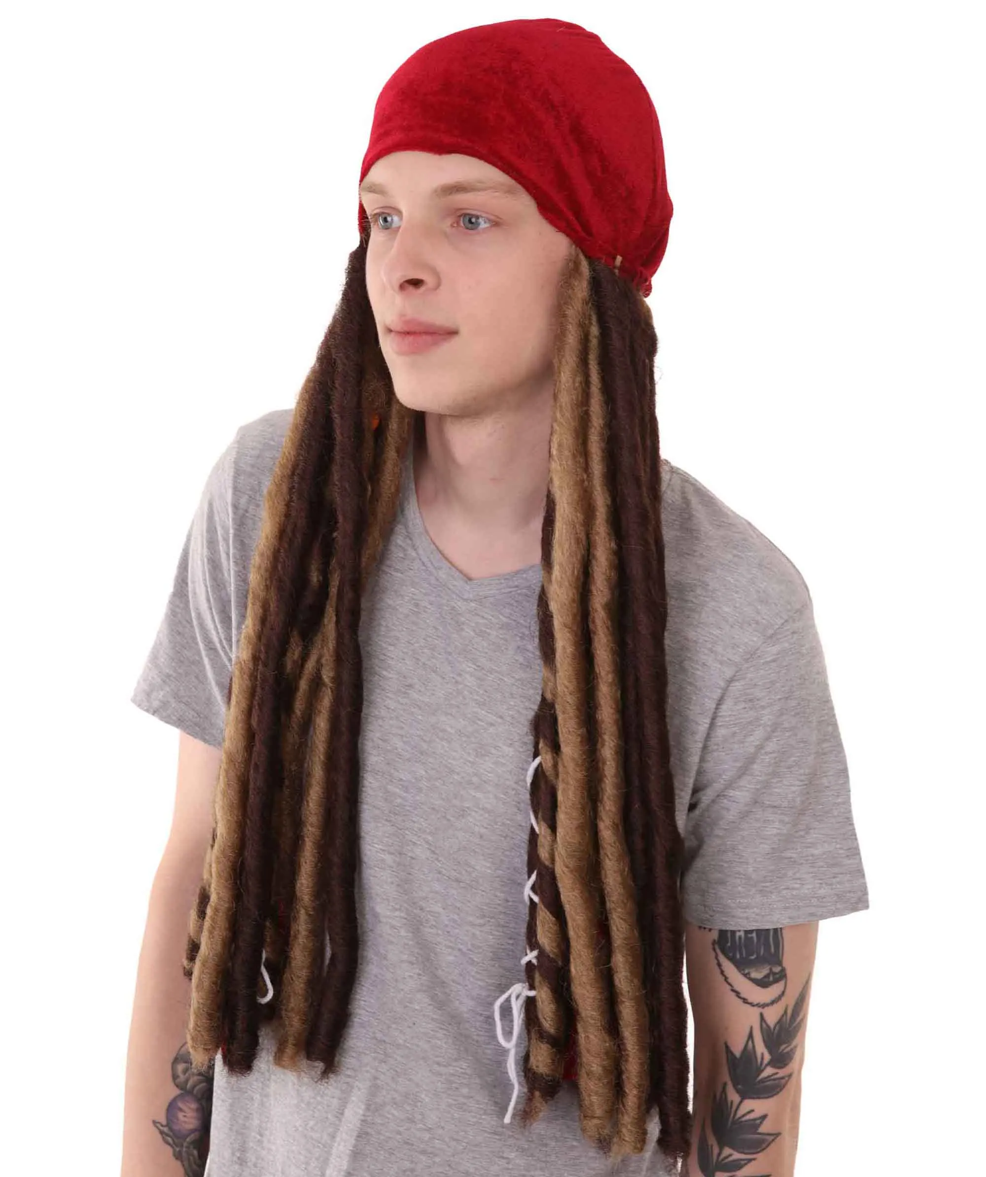 Pirate Pete Mens Wig | Cosplay Halloween Wig With Red Cap