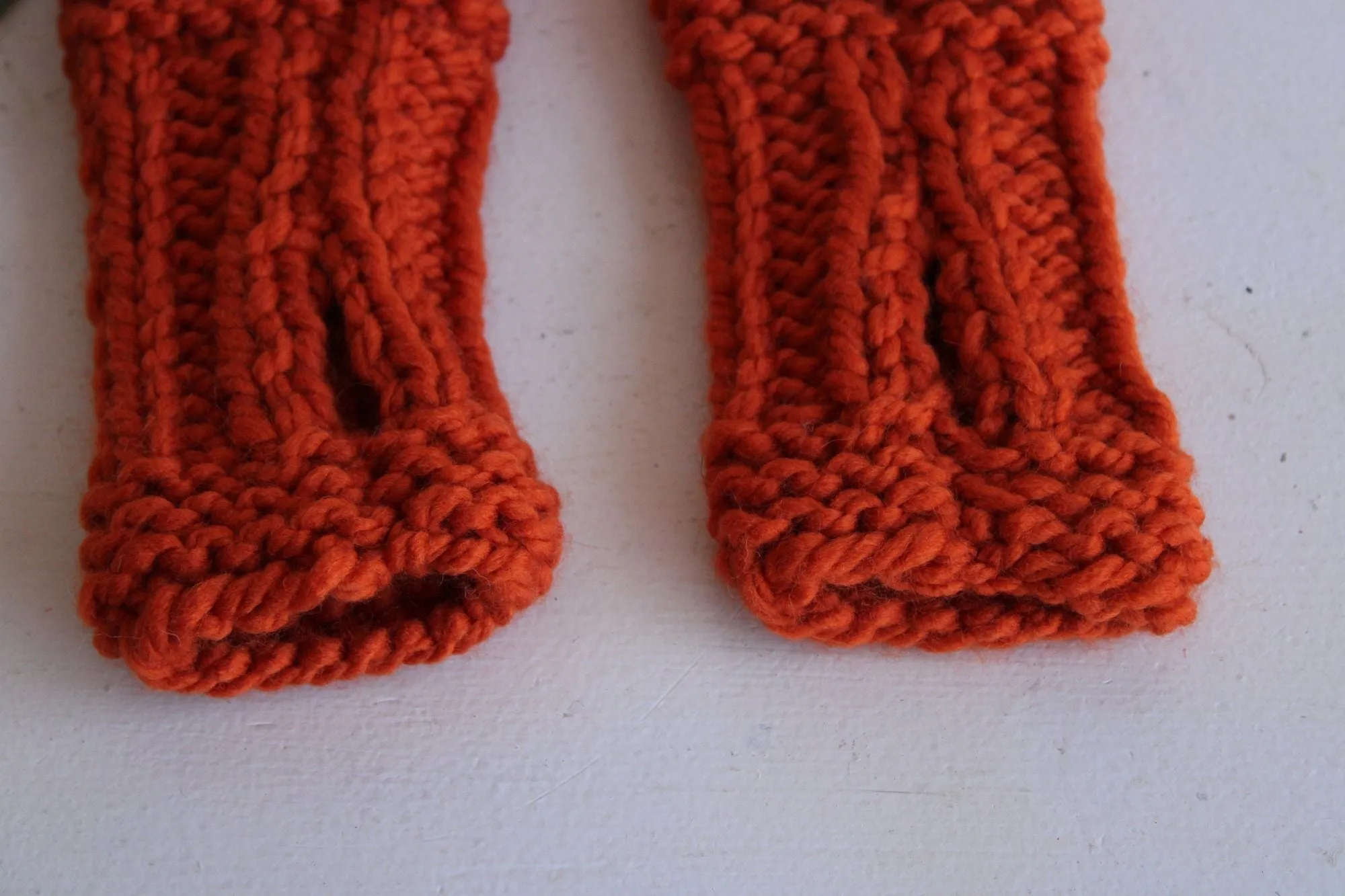 Pumpkin Spice Hand Knit Fingerless Gloves Orange