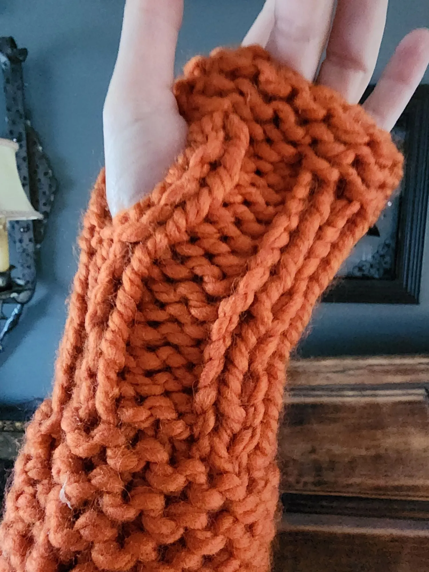 Pumpkin Spice Hand Knit Fingerless Gloves Orange