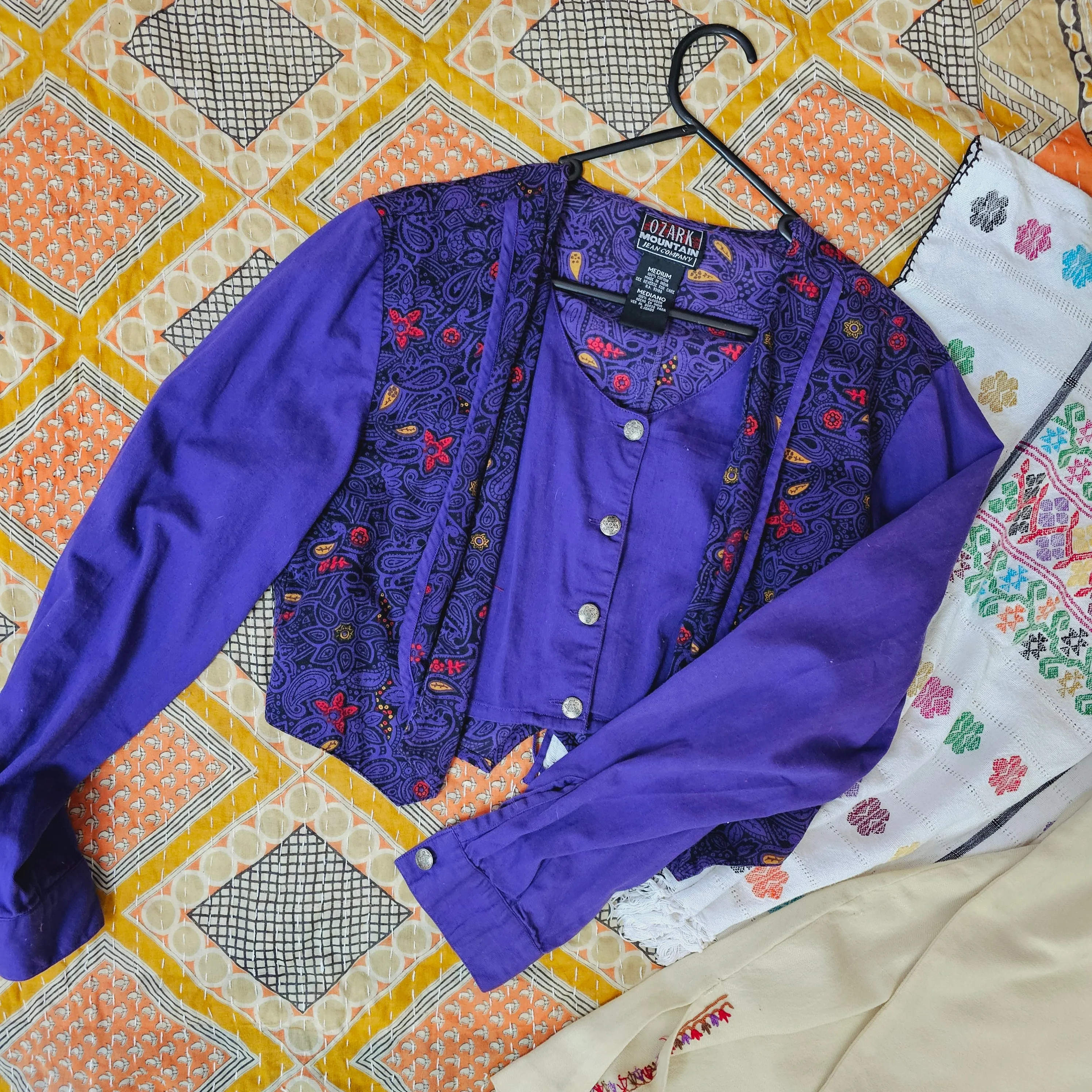 Purple cotton Indian blouse/ jacket free size