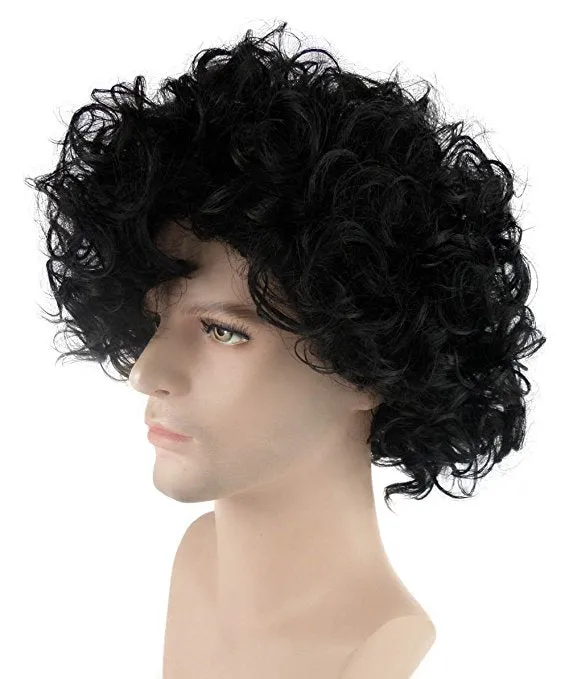 Purple Singer Wig | Black Curly Celebrity Halloween Wig