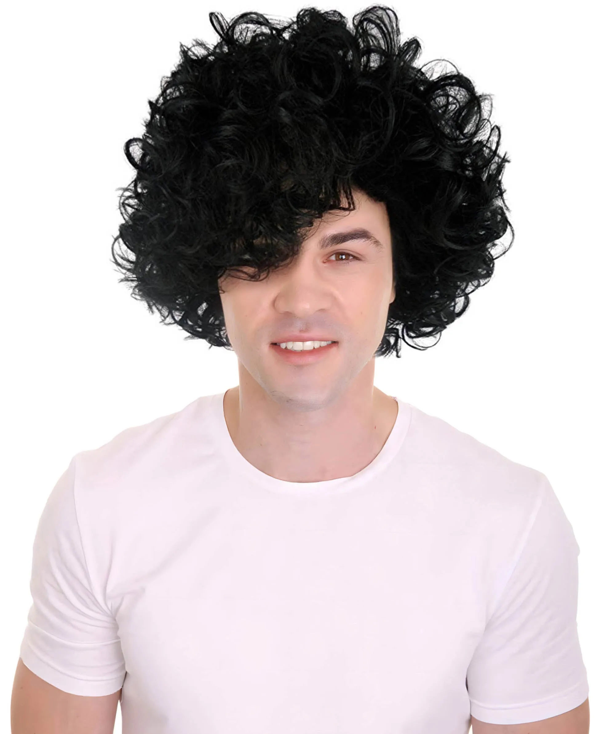 Purple Singer Wig | Black Curly Celebrity Halloween Wig