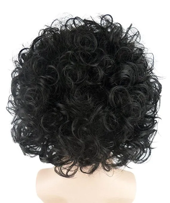 Purple Singer Wig | Black Curly Celebrity Halloween Wig