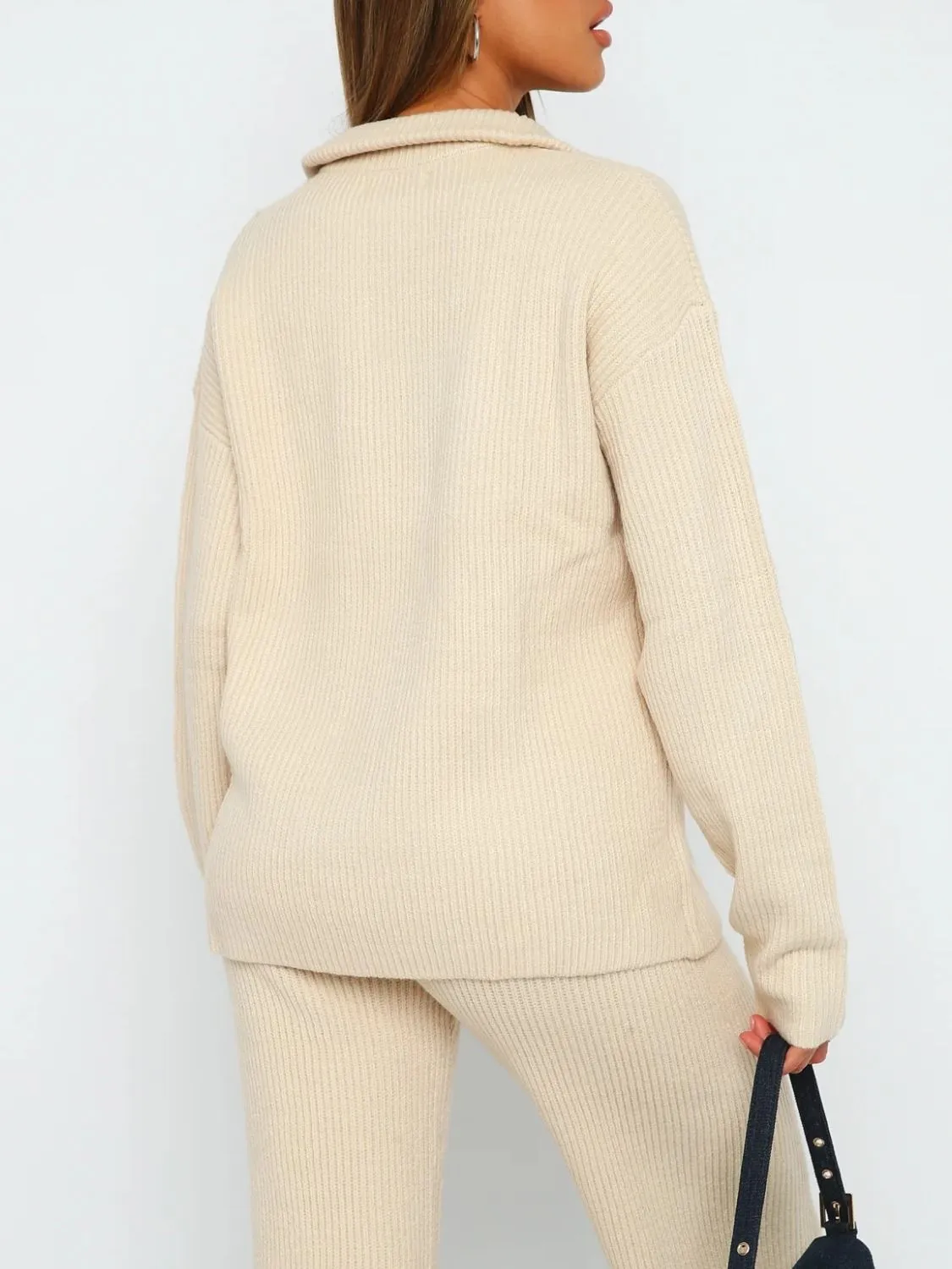 Quarter Zip Long Sleeve Top and Pants Set