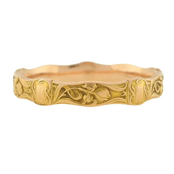 RIKER BROS. Art Nouveau 14kt Repousse Iris Flower Bracelet