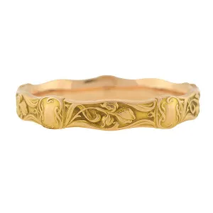 RIKER BROS. Art Nouveau 14kt Repousse Iris Flower Bracelet