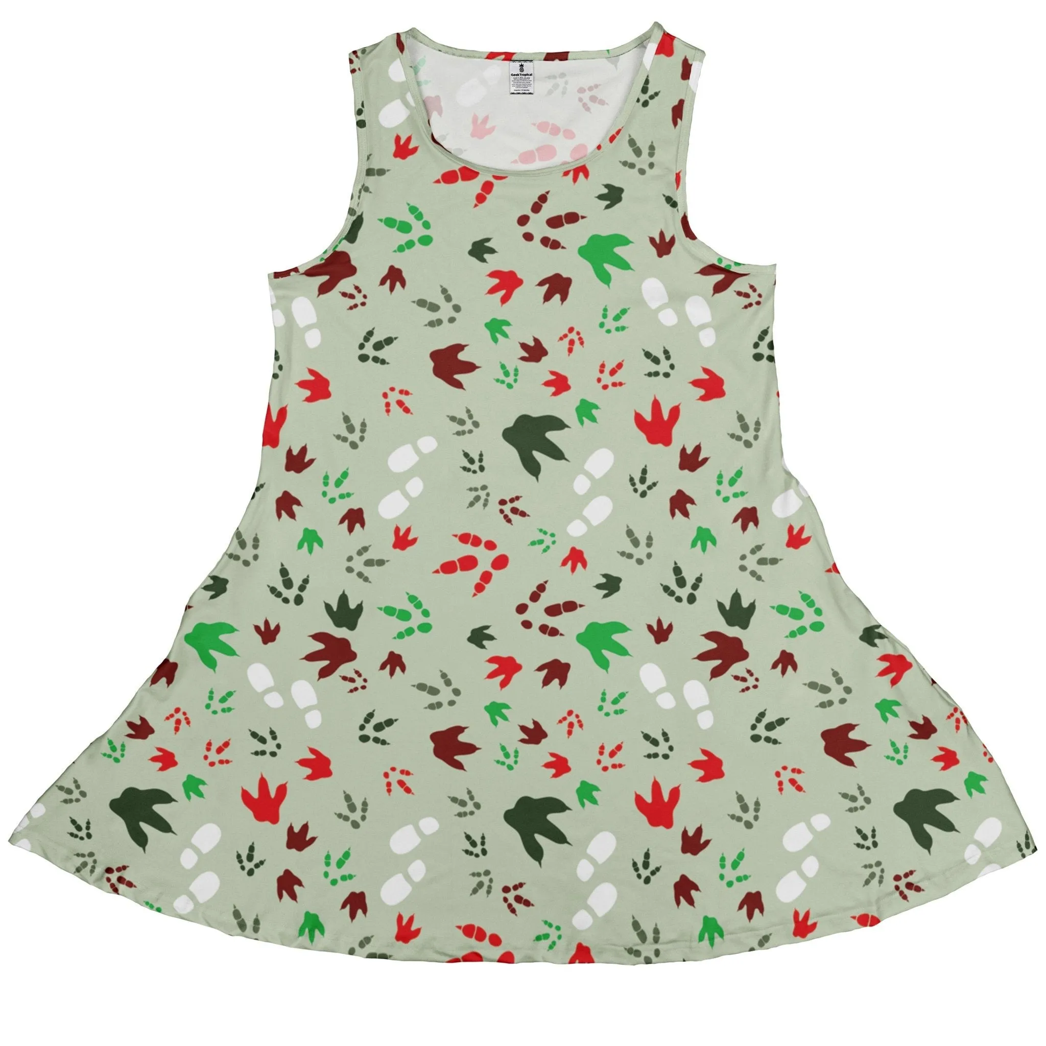 Santa Boots and Dinosaur Footprint Tracks Dress