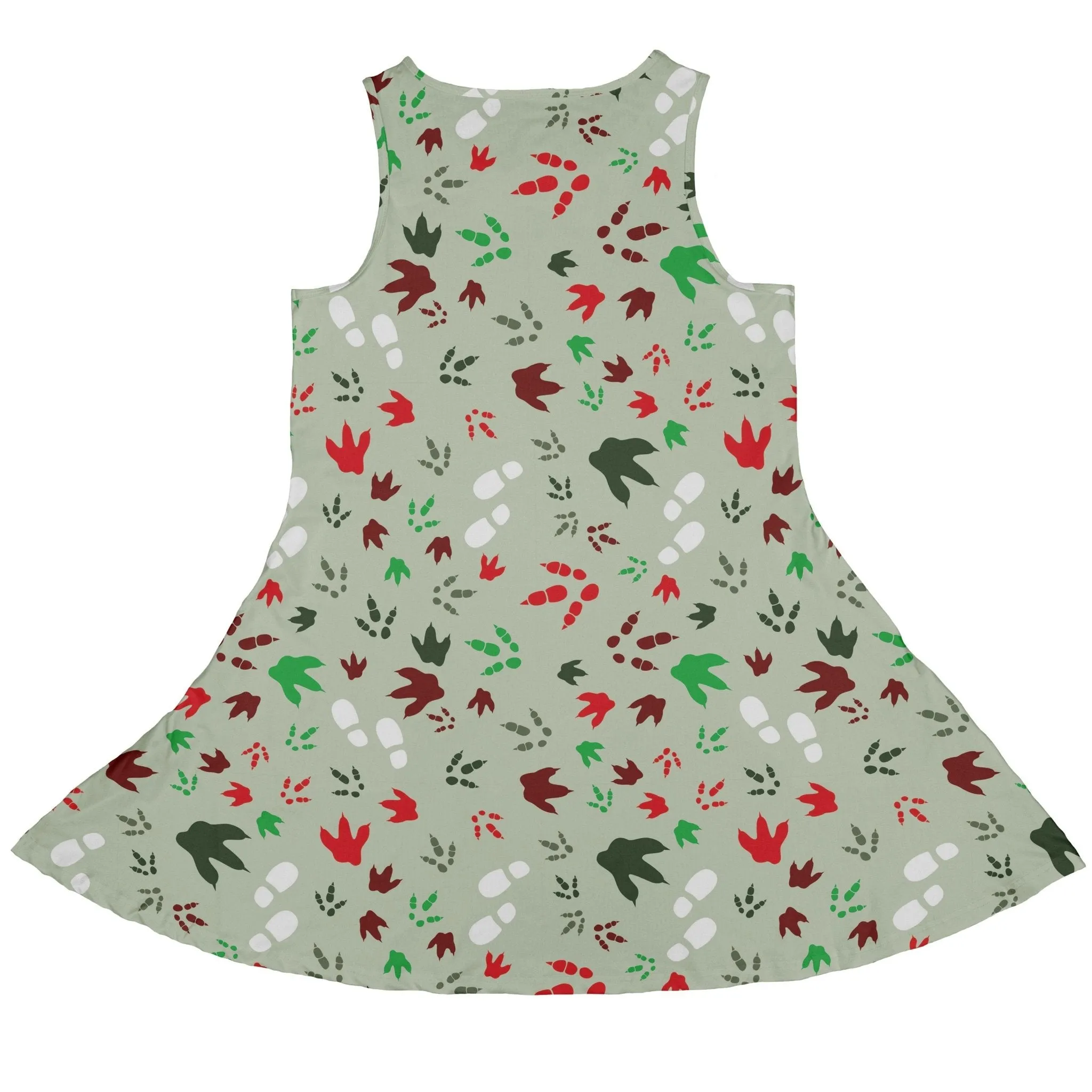 Santa Boots and Dinosaur Footprint Tracks Dress