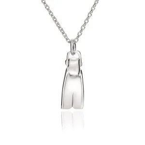 Scuba Diver Fin Necklace for Women Sterling Silver- Dive Flipper Necklace, Small Dive Fin Necklace, Scuba Diving Jewelry