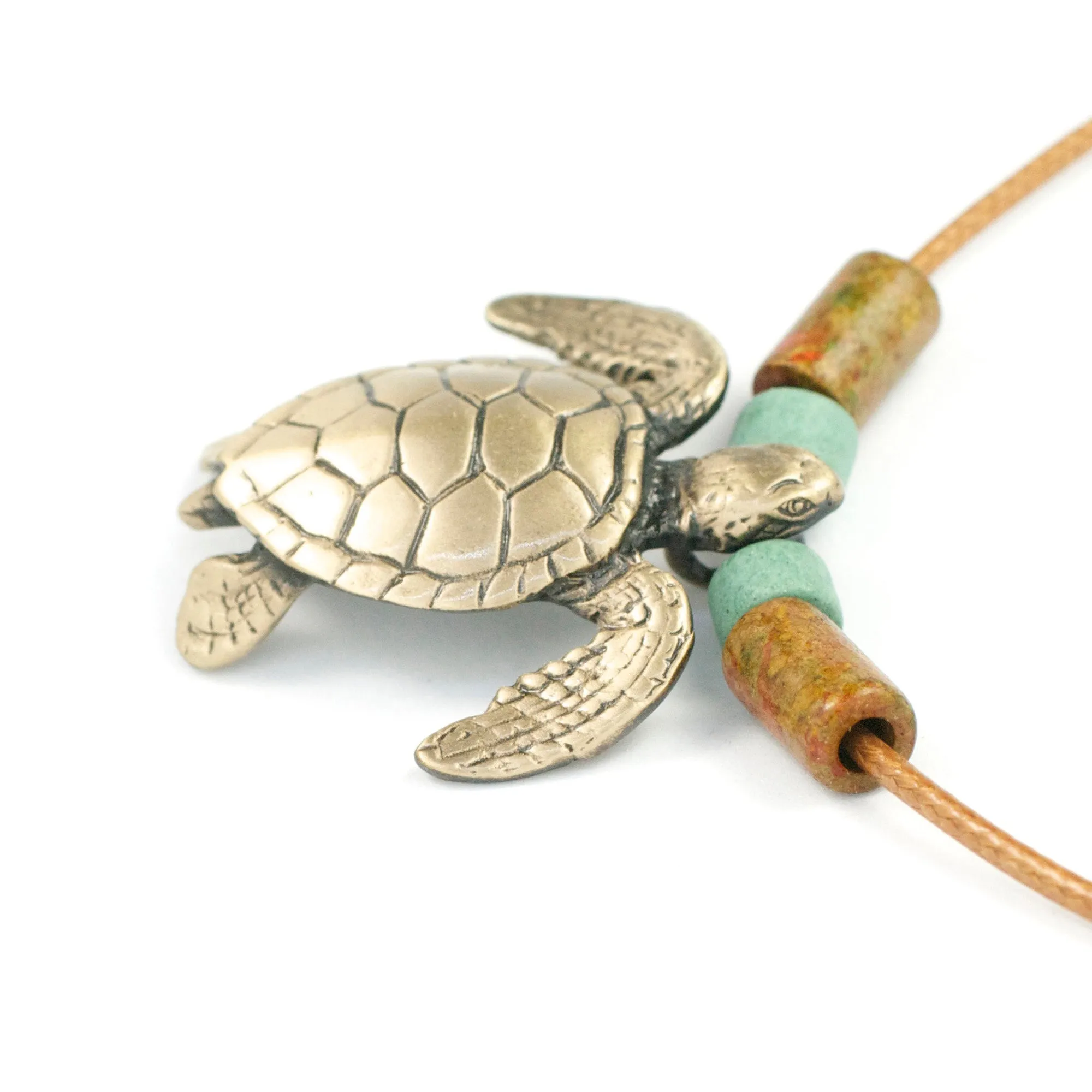 Sea Turtle Necklace Bronze Pendant- Sea Turtle Gifts for Women, Turtle Necklaces, Unique Gift for Turtle Lover, Sea Life Jewelry, Beachy Jewelry