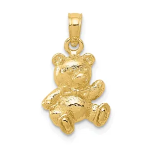 Solid 14k Yellow Gold Polished Teddy Bear Charm