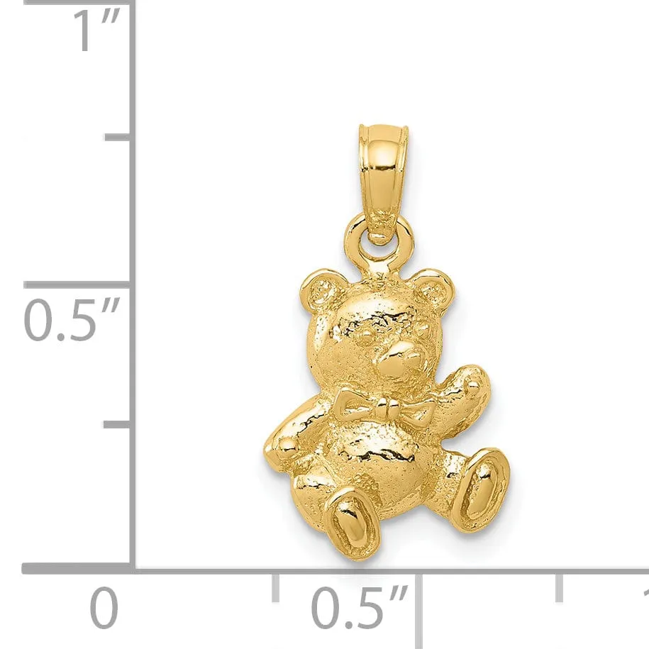 Solid 14k Yellow Gold Polished Teddy Bear Charm