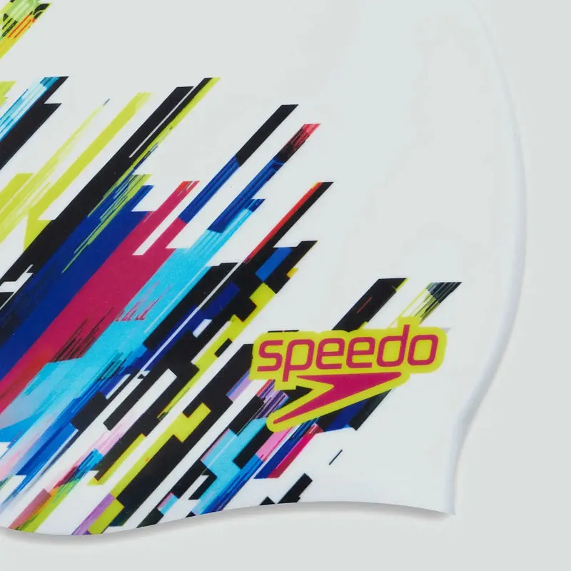 Speedo - Adult Digital Printed Swim Cap - White/Black