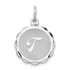 Sterling Silver Brocaded Initial T Charm