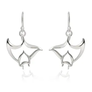 Stingray Drop Earrings Sterling Silver- Manta Ray Dangle Earrings, Stingray Charm Earrings, Manta Ray Dangle Earrings Sterling Silver