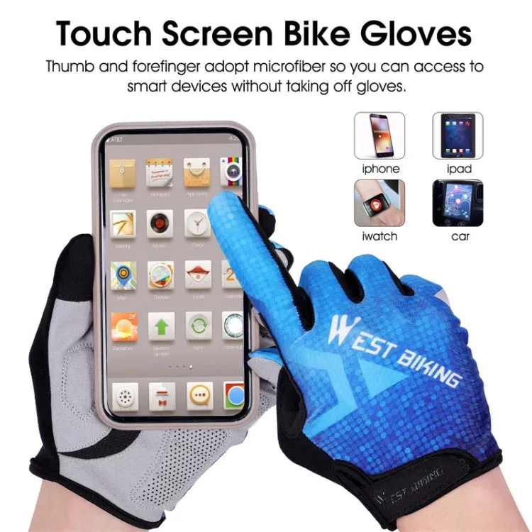 WEST BIKING YP0211216 Riding Gloves Bike Shock Absorption Touch Screen Full Finger Glove, Size: M(Black)