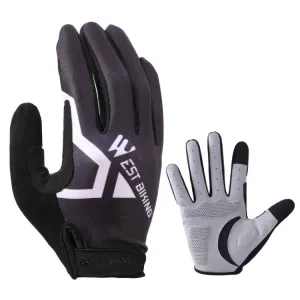 WEST BIKING YP0211216 Riding Gloves Bike Shock Absorption Touch Screen Full Finger Glove, Size: M(Black)