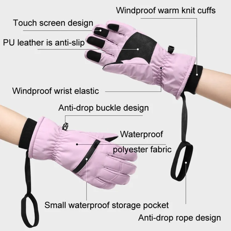 Winter Padded Ski Finger Gloves Outdoor Windproof Warm Sports Gloves, Size: M(Black)