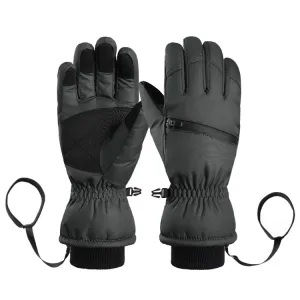 Winter Padded Ski Finger Gloves Outdoor Windproof Warm Sports Gloves, Size: M(Black)