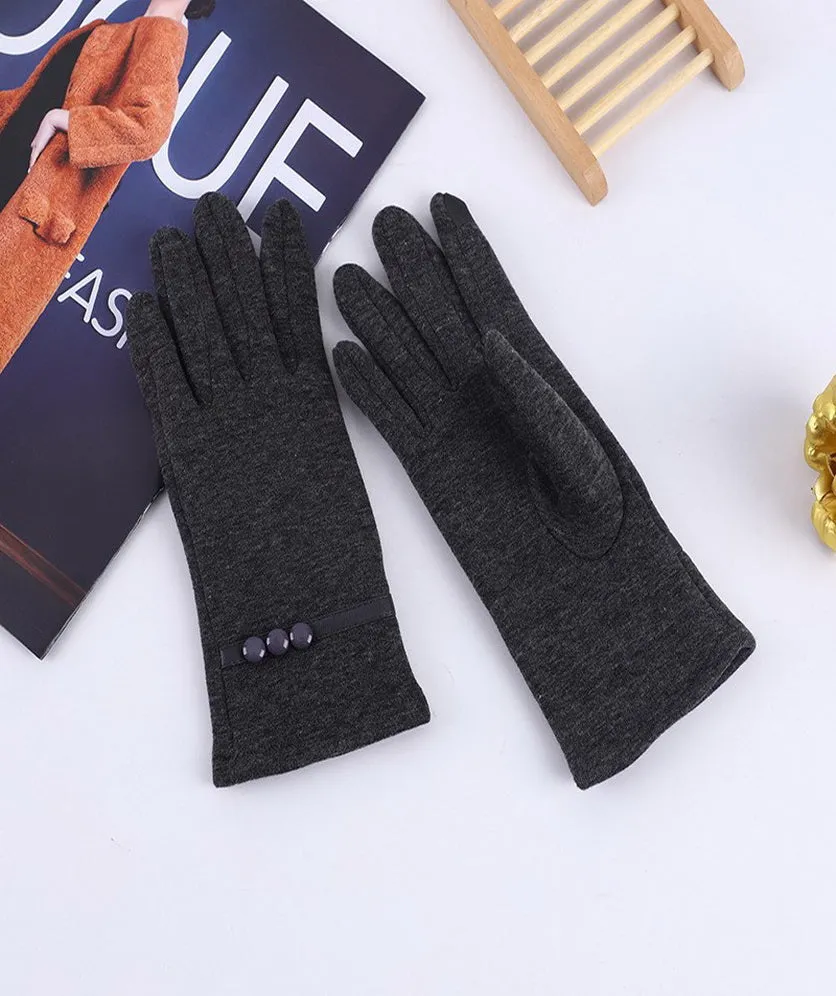 Womens Gloves with Touchscreen Fingers Fleece Lined Stretch Buttons