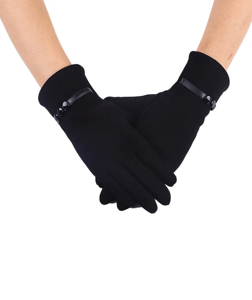 Womens Gloves with Touchscreen Fingers Fleece Lined Stretch Buttons